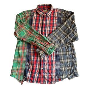Custom Rebuilt Flannel Shirt OOAK Cotton Plaid One Size Colorblock CHILMARK